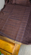 Coffee brown checked bagalpuri silk saree - BPR3