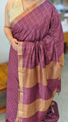 Wine shade checked bagalpuri silk saree - BPR3
