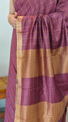 Wine shade checked bagalpuri silk saree - BPR3