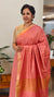 Peach checked bagalpuri silk saree - BPR3