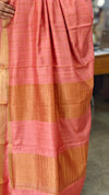 Peach checked bagalpuri silk saree - BPR3