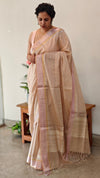 Rosy beige linen saree - DR42