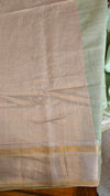Mint green linen silk saree - DR42
