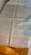 Powder blue linen silk saree - DR42