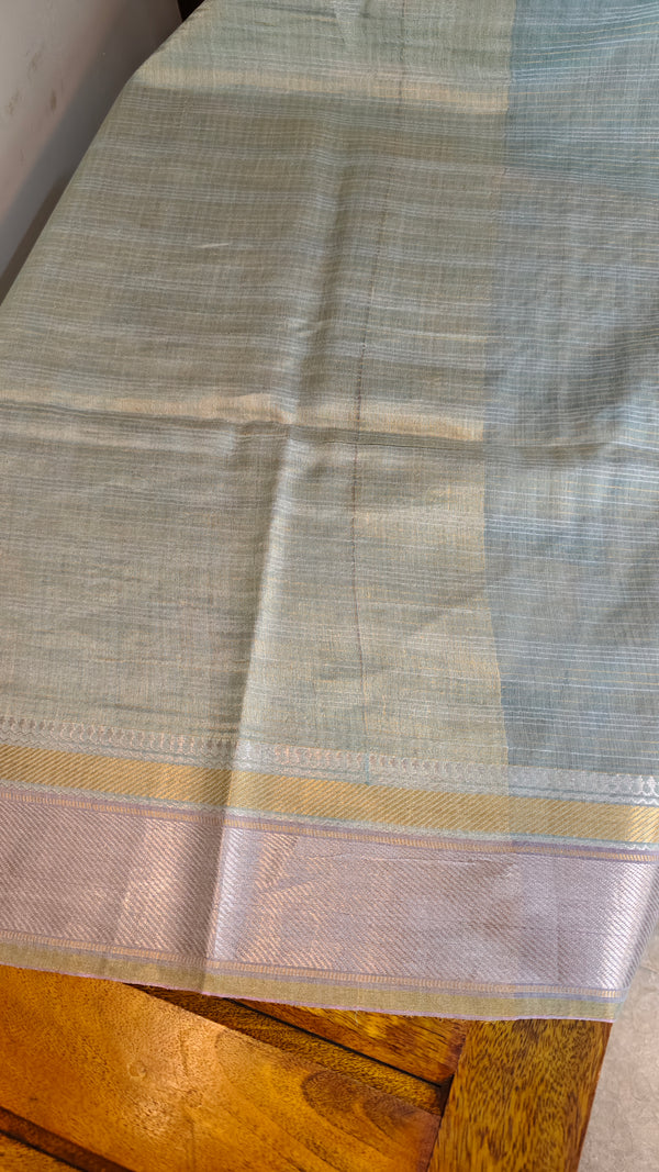 Powder blue linen silk saree - DR42