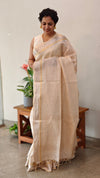 Light beige linen silk saree - DR42