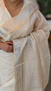 Light beige linen silk saree - DR42