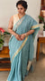 Stone blue linen silk saree - DR42