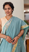 Stone blue linen silk saree - DR42