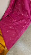 Dark pink lined noil tussar with cross stitch embroidery - S122