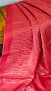 Red lined noil tussar silk saree - S122