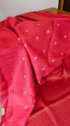 Red lined noil tussar silk saree - S122