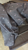 Grey lined noil tussar silk saree - S122