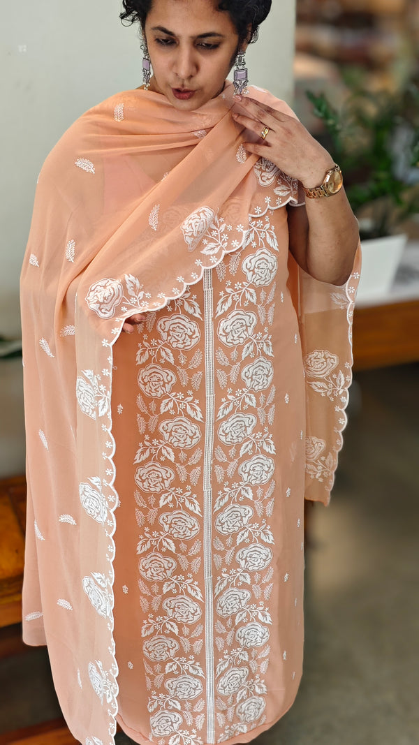 Peach embroidered georgette salwar suit - CM35