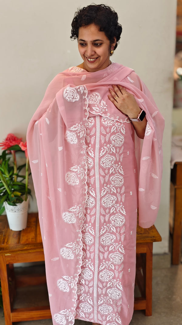 Light pink embroidered georgette suit - CM35