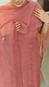 Dusty Peach Crushed organza embroidered suit - LMC18