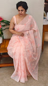 Peach embroidered net kota saree - WQ80