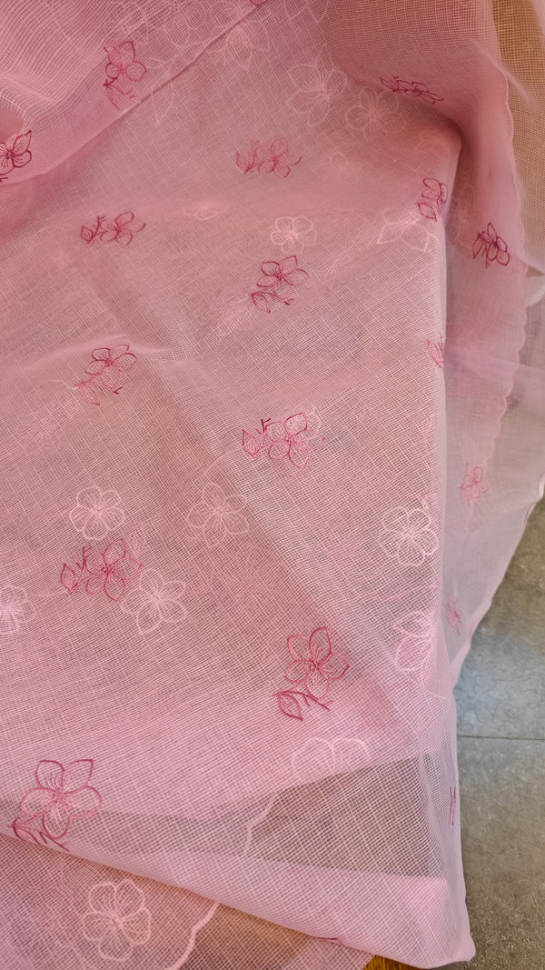 Pink embroidered net kota saree - WQ80