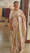 Beige and Lilac pure handloom desi tussar silk saree - 692T