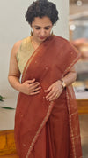 Caramel Brown Organza saree - TD16