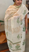 Off white Block printed Chanderi salwar suit