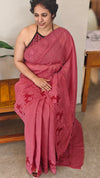 Maroon mal chanderi saree with applique - MLK9 - GA