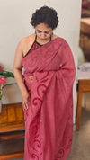 Maroon mal chanderi applique saree - MLK9 - GB