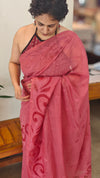 Maroon mal chanderi applique saree - MLK9 - GB