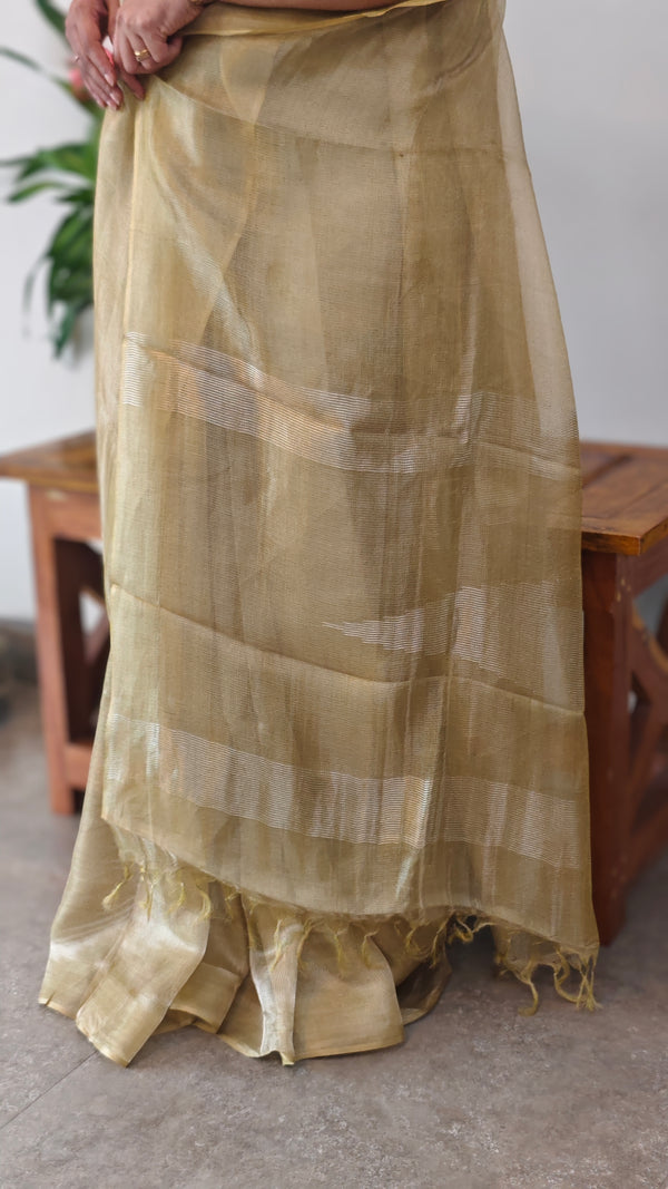 Lime and silver tissue silk saree - 2M83