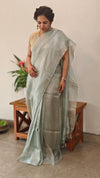 Ice Blue and silver tissue silk saree - 2M83