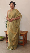 Sage Green and golden tissue silk saree -2M83