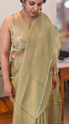 Sage Green and golden tissue silk saree -2M83