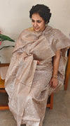 Taupe shade tussar silk suit