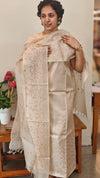 Beige tussar silk suit