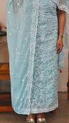 Baby blue Crepe George embroidered suit - ECK3