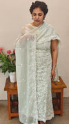 Sage Green crepe georgette embroidered suit - ECK3