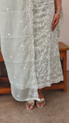 Sage Green crepe georgette embroidered suit - ECK3