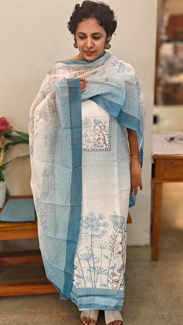 Blue and cream blended linen suit