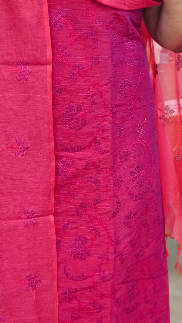 Dark Pink cotton silk suit