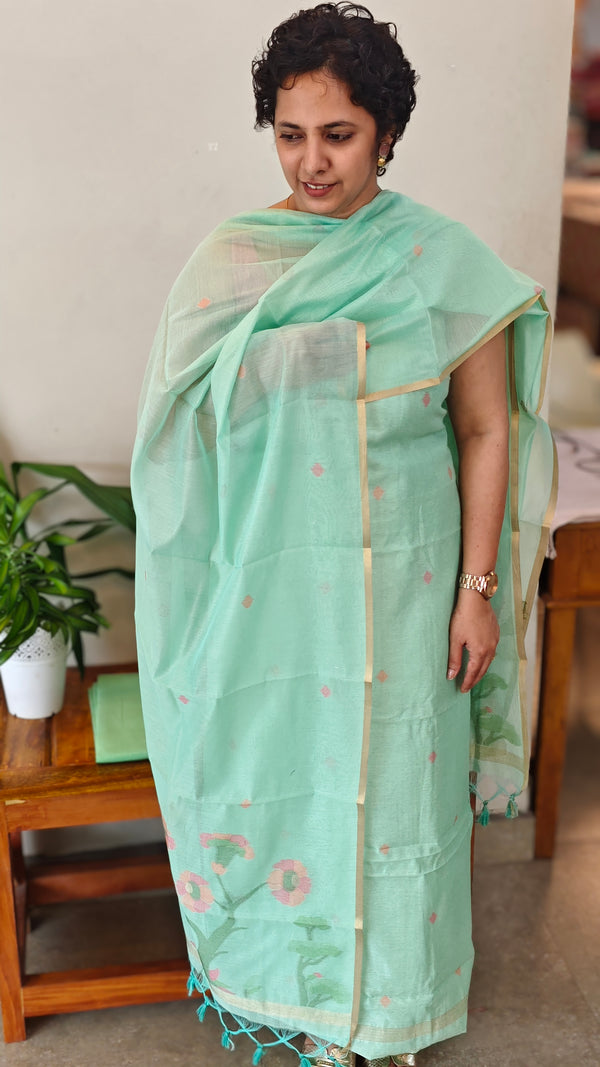 Teal Green Jamdani Suit - DL73