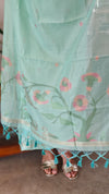 Teal Green Jamdani Suit - DL73