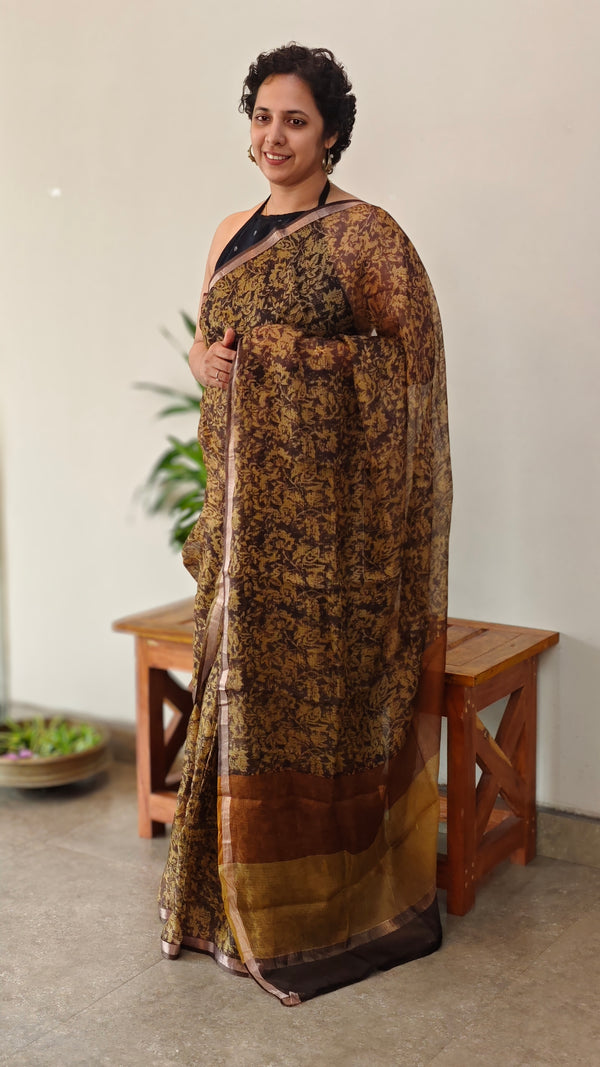 Brown and beige kota silk saree - KTS3