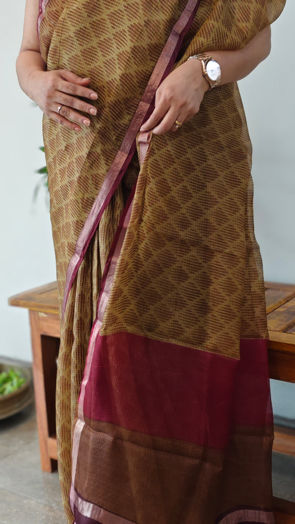 Mehandi green kota silk saree - KTS3