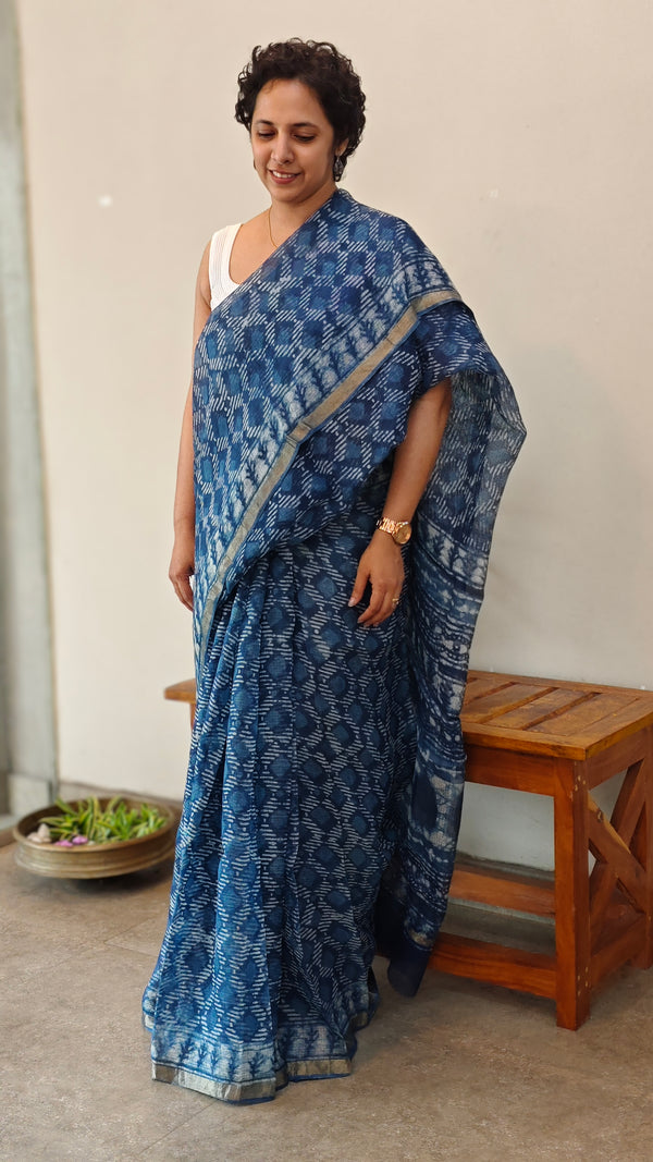 Indigo kota silk saree - A2 - KTS3