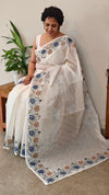 Off white and Blue Tepchi kota saree