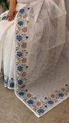 Off white and Blue Tepchi kota saree