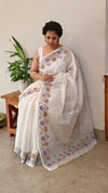 Off white and purple Tepchi kota saree