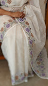 Off white and purple Tepchi kota saree