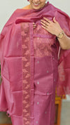 Mauve tussar silk suit