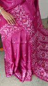 Dark pink tussar jamdani saree - ZE38